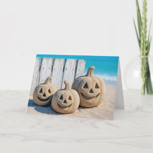 Carte Citrouilles de sable d'Halloween au bord de la mer