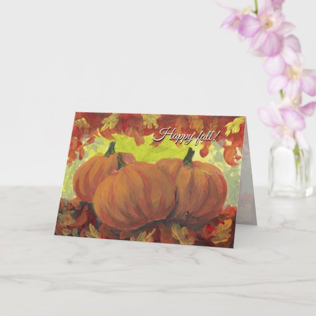 Carte Citrouilles de Thanksgiving #1 Feuilles d'automne (Orchidée)