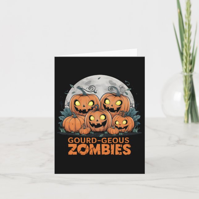 Carte Citrouilles de zombies effrayants Drôles de H (Devant)