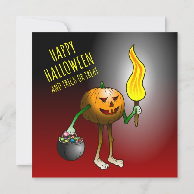 Carte Citrouilles d'Halloween des friandises ou un sort (Devant)