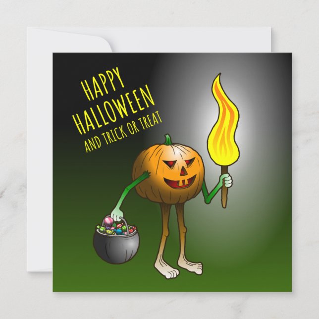 Carte Citrouilles d'Halloween des friandises ou un sort (Devant)