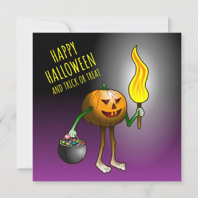 Carte Citrouilles d'Halloween des friandises ou un sort (Devant)