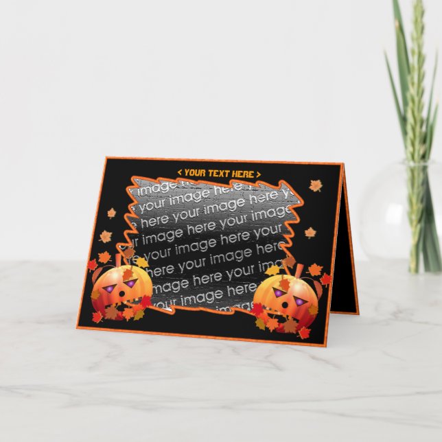 Carte Citrouilles d'Halloween fou (cadre photo) (Devant)