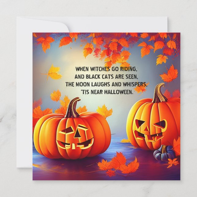 Carte Citrouilles d'Halloween Jack o Lanterne Automne Or (Devant)