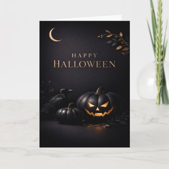 Carte Citrouilles en or noir Halloween (Devant)