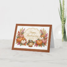 Citrouilles et épouvantail de Thanksgiving heureux
