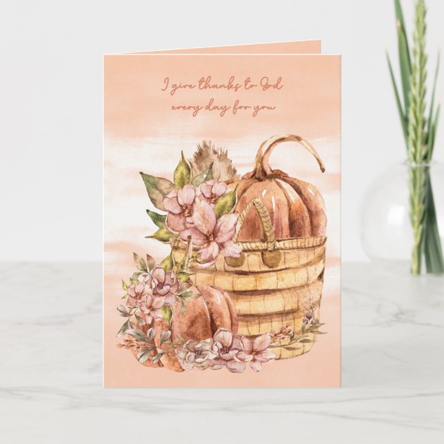 Carte Citrouilles et fleurs de Thanksgiving religieux (Devant)