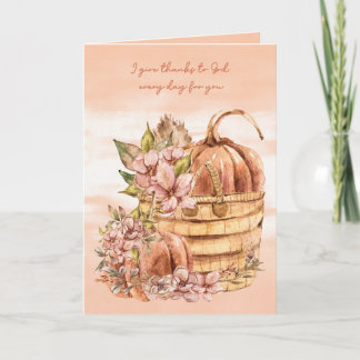 Carte Citrouilles et fleurs de Thanksgiving religieux