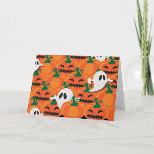 Carte Citrouilles fantomatiques de l'Halloween ensorcelé