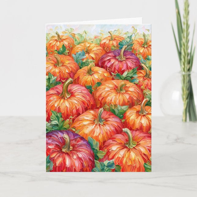Carte Citrouilles grasses en relief de patchwork automna (Devant)