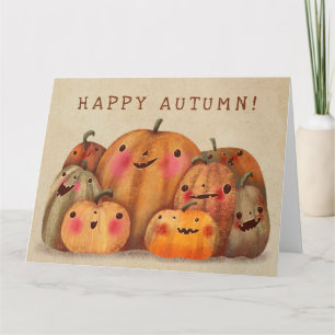 Carte Citrouilles heureux - Joli Halloween