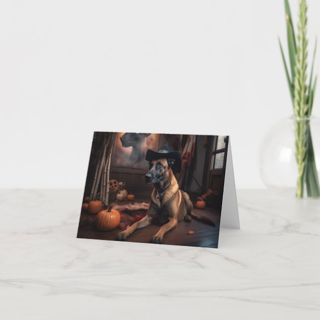 Carte Citrouilles Malinois Belges Halloween Épouvantable (Devant)
