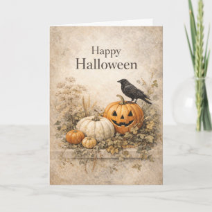 Carte Citrouilles orange vintage Halloween
