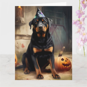 Carte Citrouilles Rottweiler Halloween Épouvantable