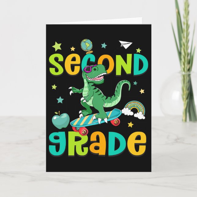 Carte Ck À L'école Début De La 2e Année T-rex Skateboa (Devant)