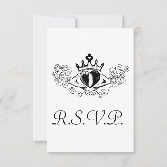 Carte Claddagh R.S.V.P (Noir) (Devant)