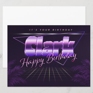 Carte Clark Prénom lila retro Map Anniversaire
