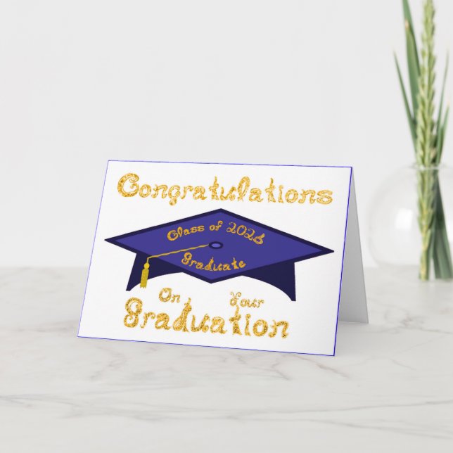 Carte Class of 2026 Graduate Navy Blue Gold (Devant)