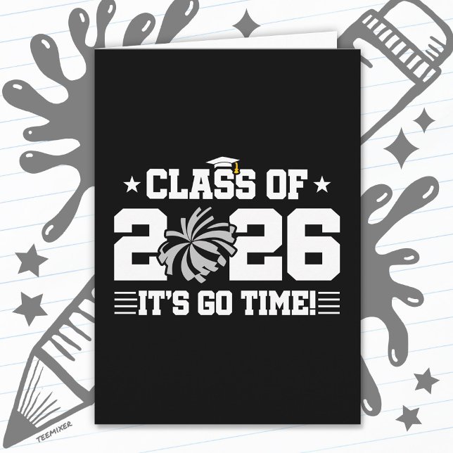 Carte Class of 2026 Gray Cheer Graduation It’s Go Time (Créateur téléchargé)