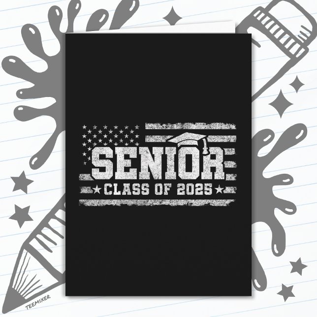 Carte Classe 2025 Graduation American Flag Senior 2025 (Créateur téléchargé)