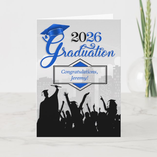 Carte Classe de 2025 Graduation Félicitations en bleu (Devant)