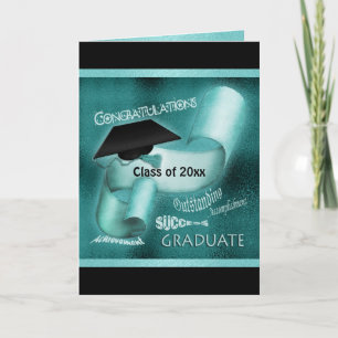 Carte Classe de Graduation de 20xx élégant turquoise