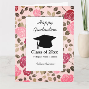 Carte Classe de Graduation Florale Rose de 2025