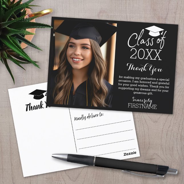 Carte Classe du Merci de diplôme 20XX Photo (Graduation Thank you Postcard)