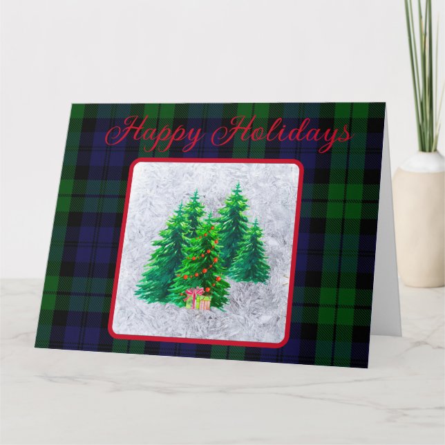 Carte Classic Black Watch Tartan Arbres de Noël personna (Devant)