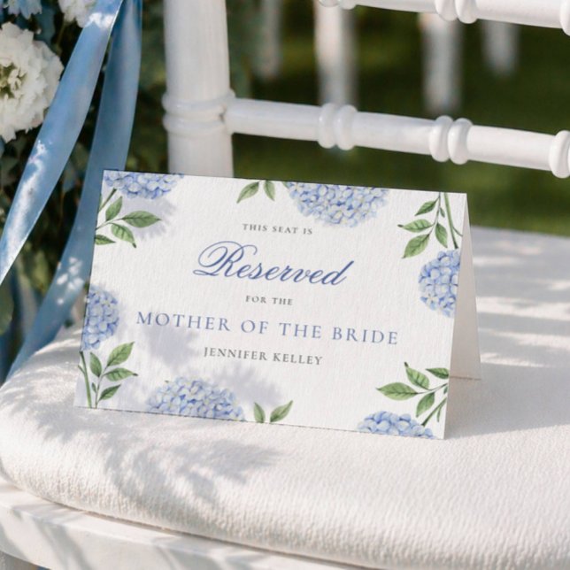 Carte Classic Blue Hydrangea Wedding Reserved Seat Card (Créateur téléchargé)