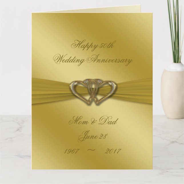 Carte Classic Golden 50e anniversaire de Mariage 8,5x11 (Devant)
