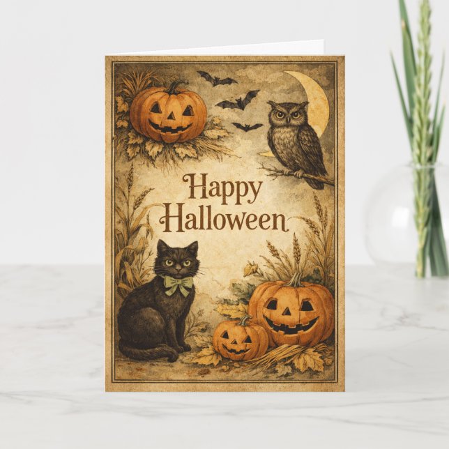 Carte Classic Vintage Autumn Harvest Halloween (Devant)