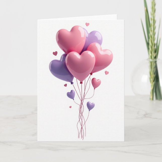 Carte Classique Ballons d'Amour (Devant)