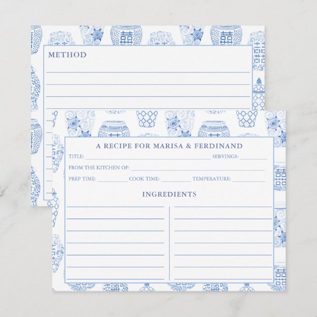 Carte Classique Bleu Et Jar De Gingembre (Devant / Derrière)