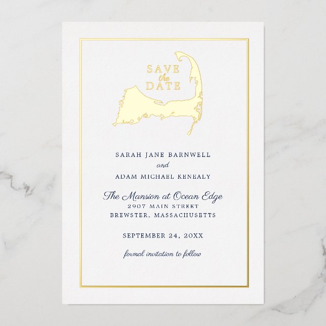 Carte classique Cape Cod Mariage Enregistrer la da (Recto)