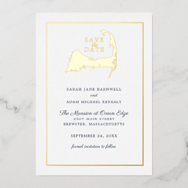 Carte Classique de Cape Cod pour Mariage Save the  (Recto)