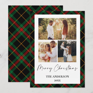 Carte classique de Noël Tartan Collage de photos