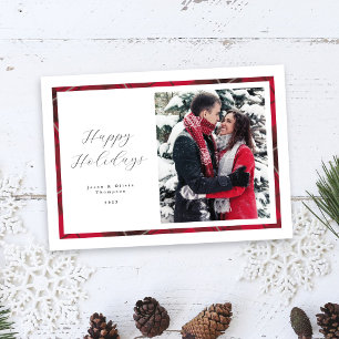 Carte classique de vacances avec cadre photo Plaid