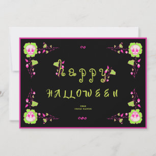 Carte classique d'Halloween noir et rose