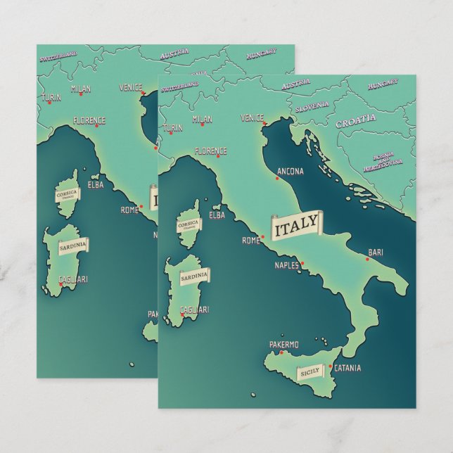 Carte Classique d'Italie (Devant / Derrière)