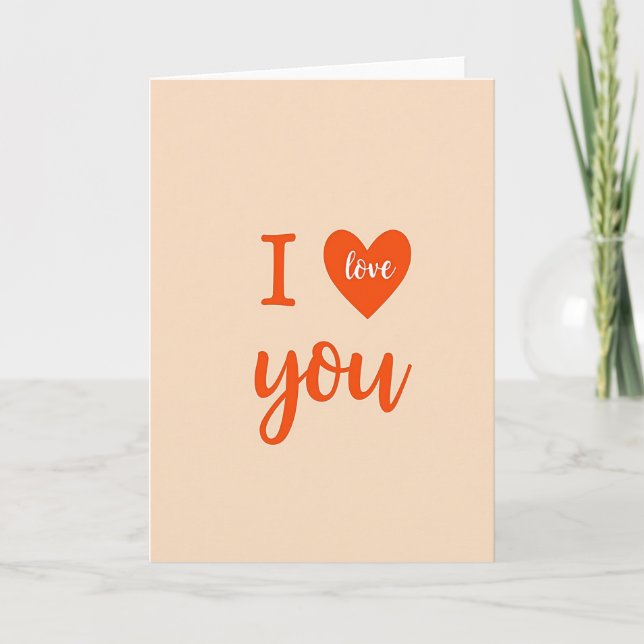 Carte Classique « Je t'aime » pêche (Devant)