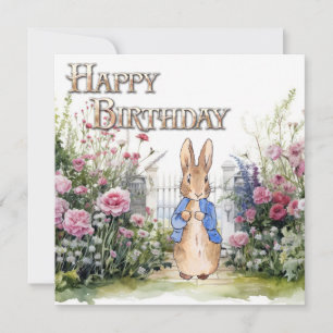 Carte Classique lapin veste bleue Joyeux anniversaire