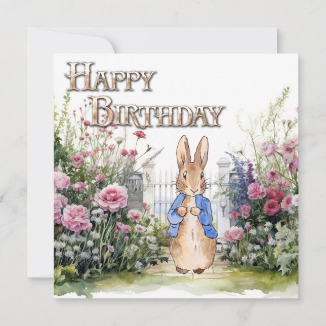 Carte Classique lapin veste bleue Joyeux anniversaire (Devant)