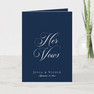 Carte Classique mariage Navy Ivoire Calligraphie Ses Vœu