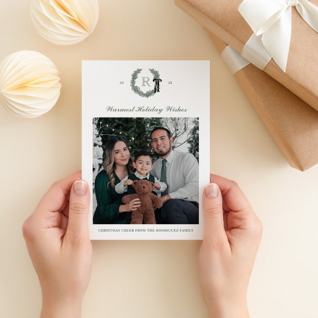 Carte classique Monogramme de couronne simple phot (Créateur téléchargé)