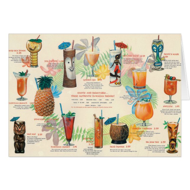 Carte classique Tiki Cocktail (Devant horizontal)