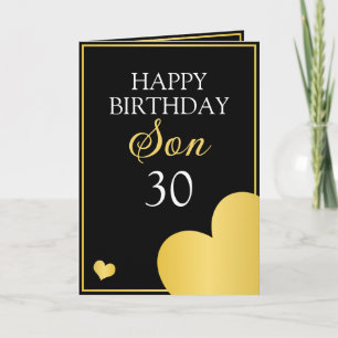 Carte Classy Black and Gold Heart Son 30e anniversaire
