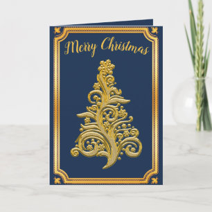 Carte Classy Golden Christmas Tree
