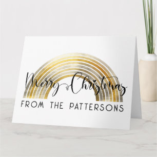 Carte  Classy Golden Rainbow Family Name Merry Christmas