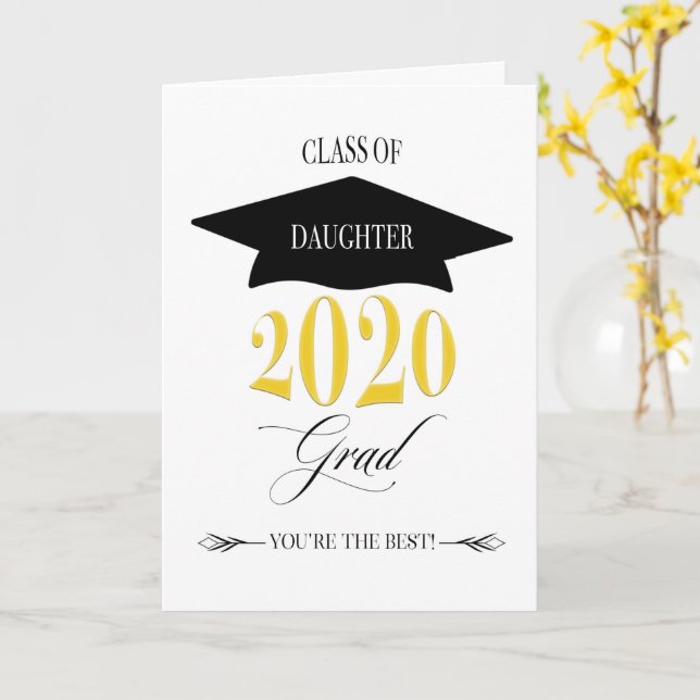Carte Classy Graduation Class of 2020 for Daughter (Fleur jaune)